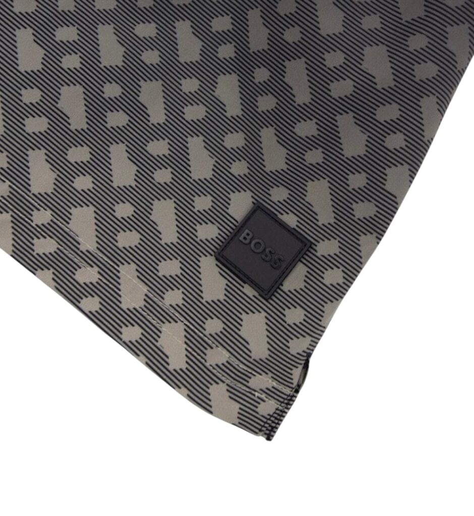 Logo-badge swim shorts with degradé monogram print - Black/Gray